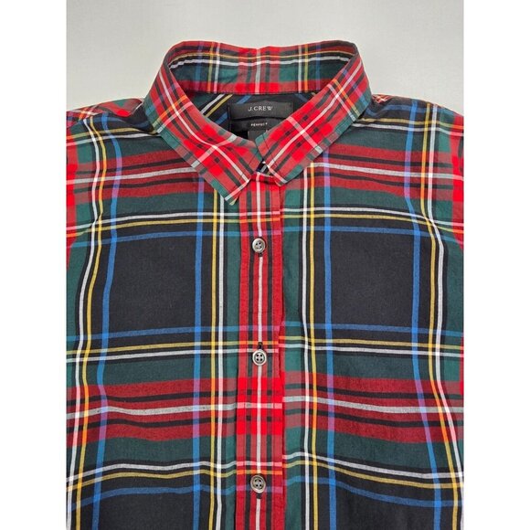 J. Crew Size 6 Womens Perfect Red Green Black White Check Long Sleeve L/S Shirt - Picture 1 of 9